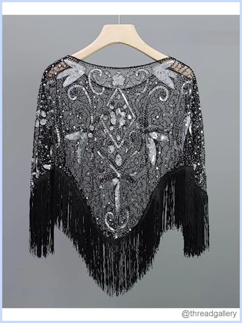 Sequin Fringe Shawl Wrap Bridal Party Cape Bolero